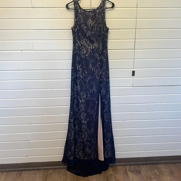 Dresses | Euc Navy Lace With Cream Satin Underlay Formal Dress | Poshmark Dresses | Euc Navy Lace With Cream Satin Underlay Formal Dress | Poshmark